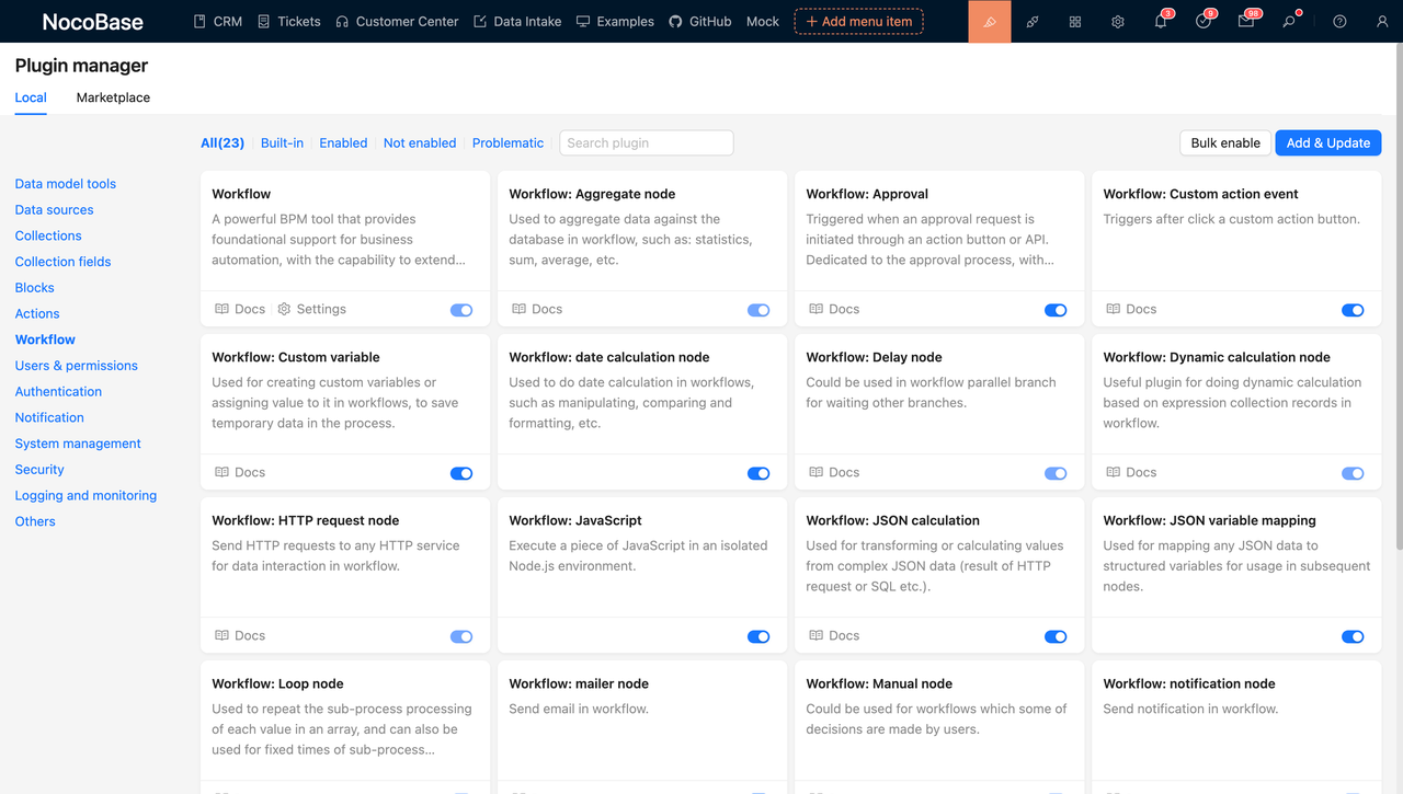 NocoBase is built on a modular plugin architecture