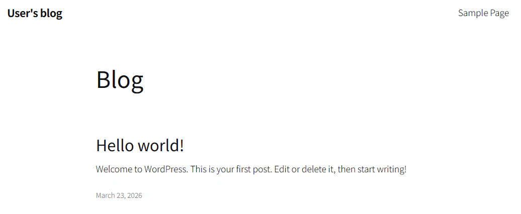 WordPress の初期画面