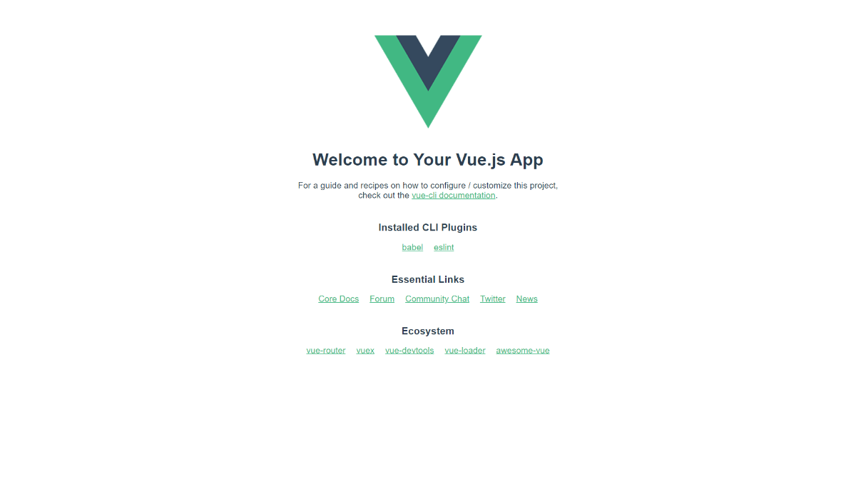 Vue Welcome Pageの画像