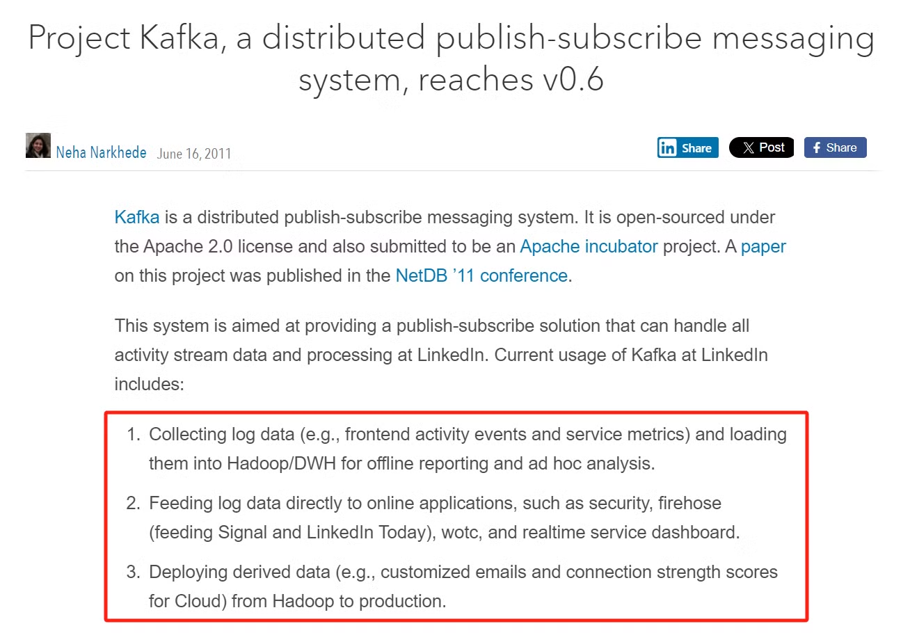 Kafkaは初め、分散型で永続的な、高スループットなメッセージングシステムとして位置づけられていました。