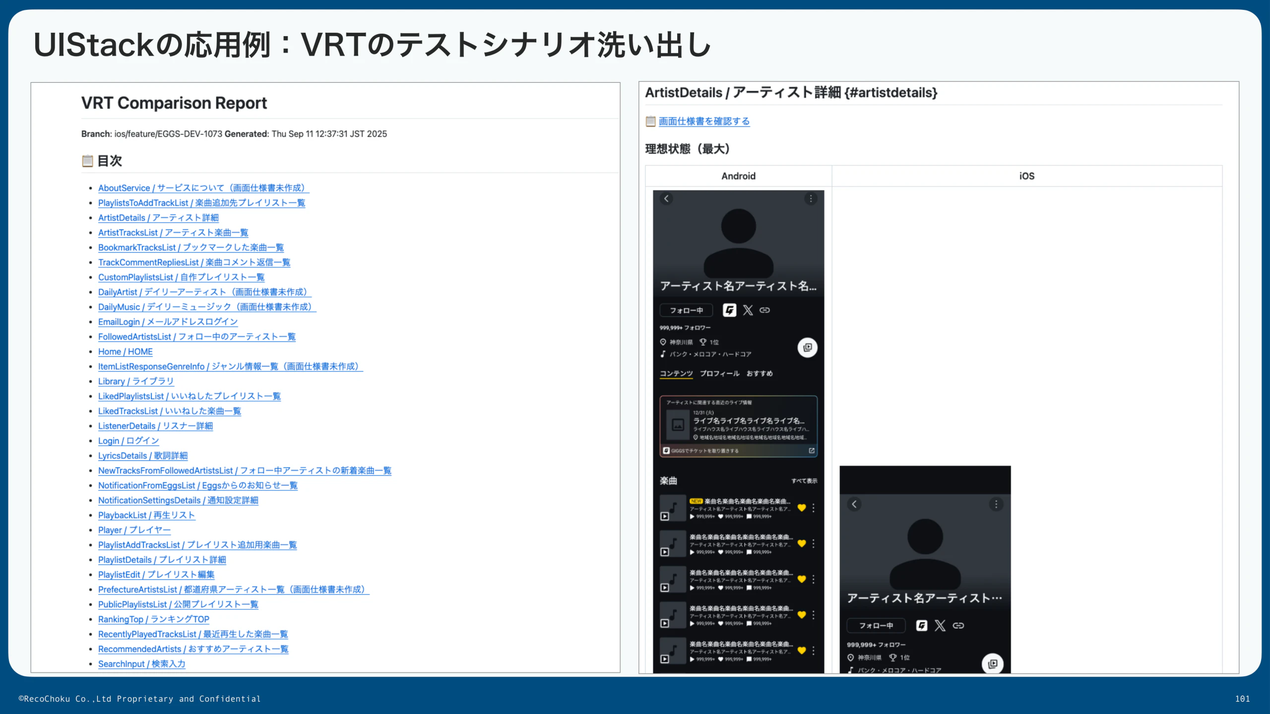 自動生成されたVRTレポート