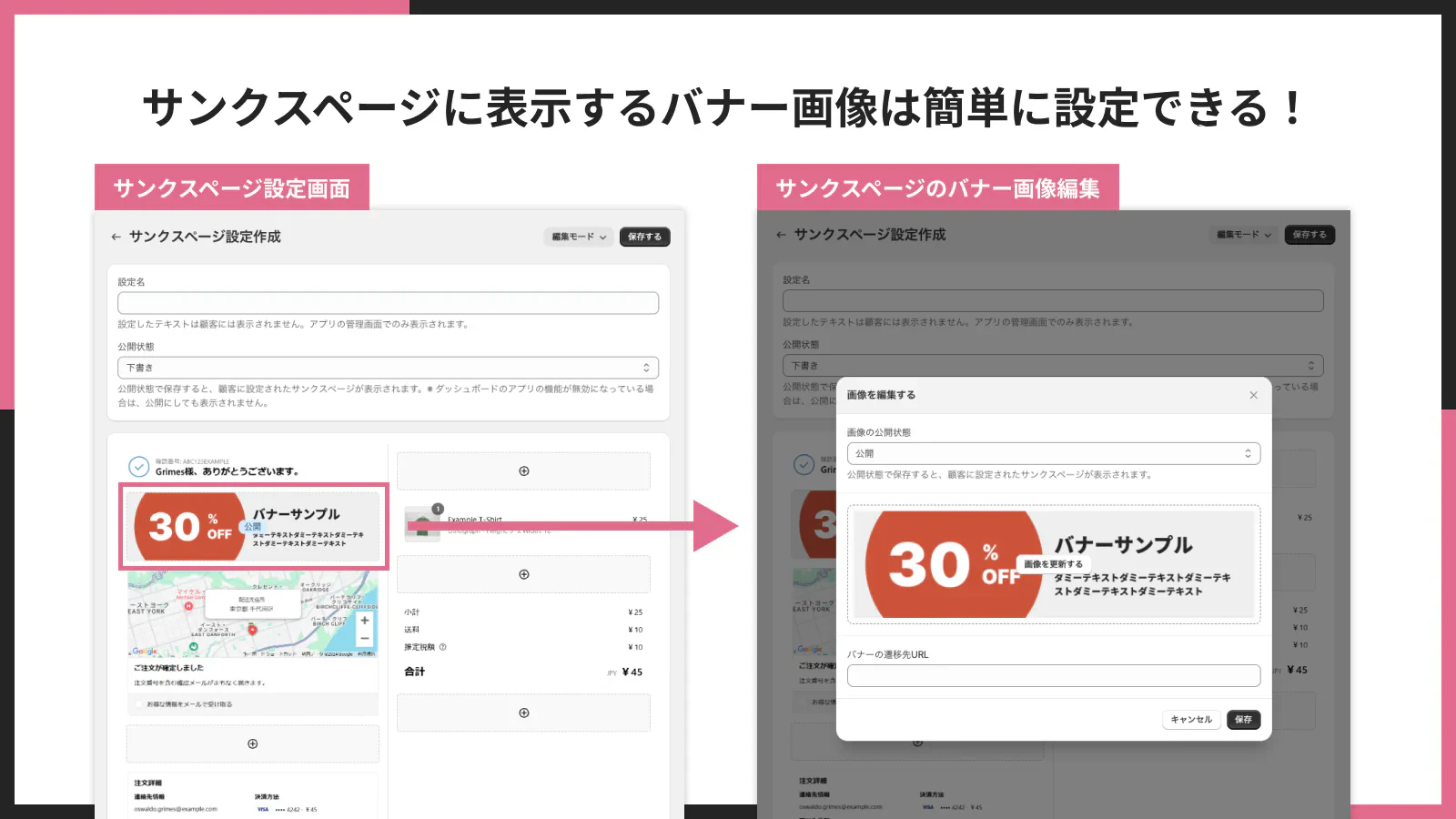 サンクスページに表示するバナー画像は簡単に設定できる