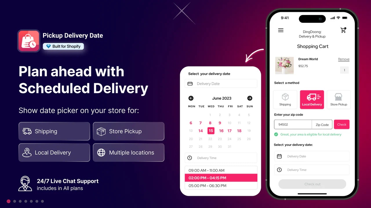 D: Pickup, Local Delivery Date