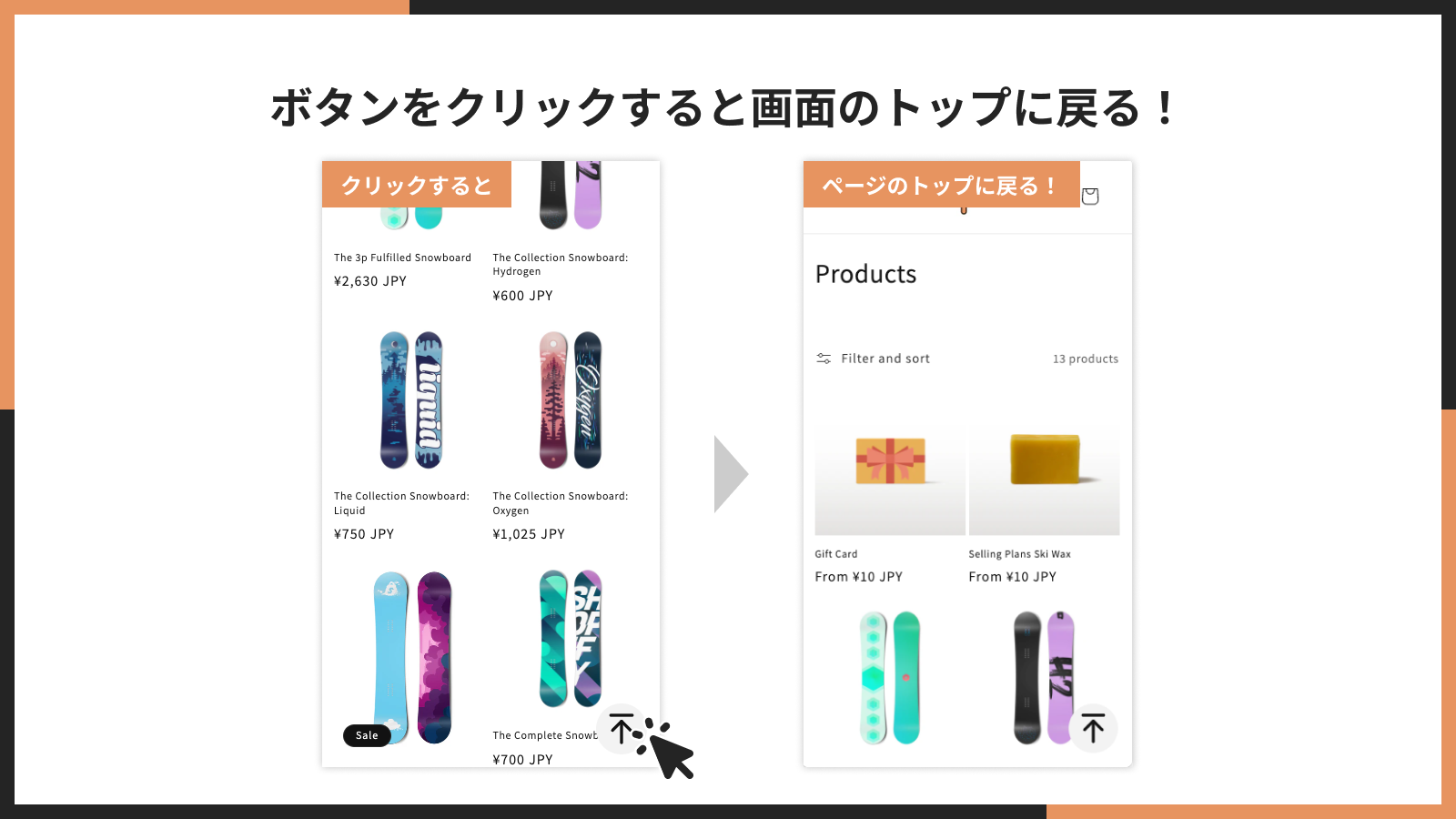 トップに戻るボタンのデモ表示