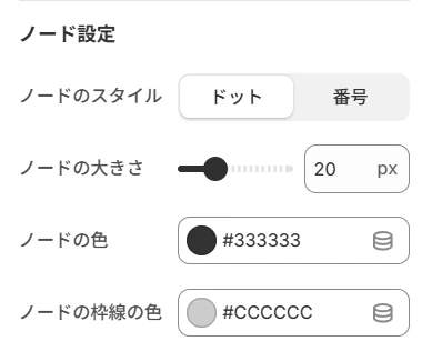 ノード設定の設定画面