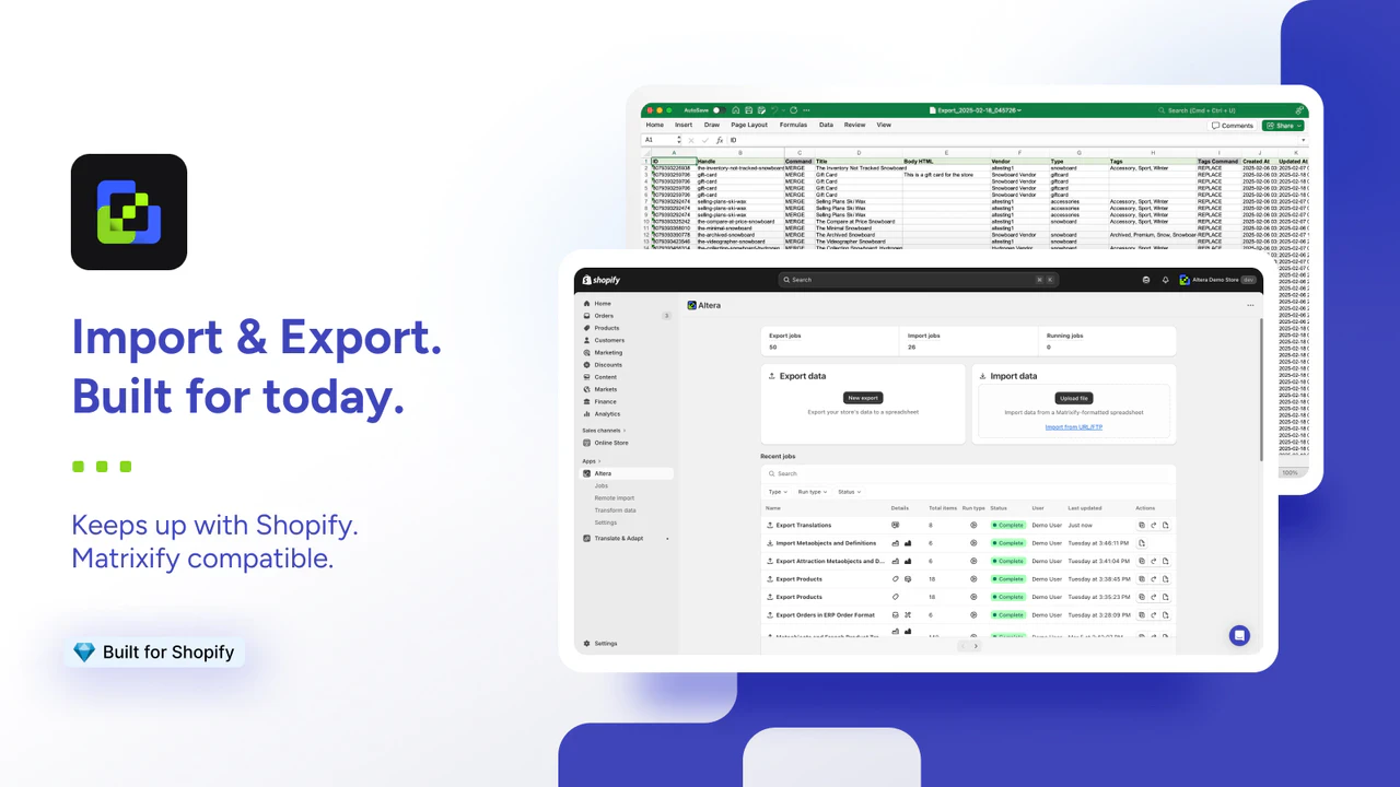 Altera ‑ Export and Import